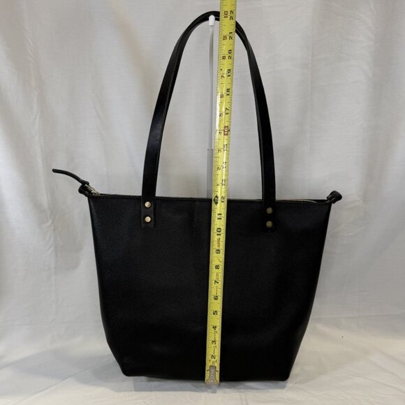 Portland Leather, Medium Zipper Tote Bag, Black Pebbled Leather, BNNU - Picture 8 of 14